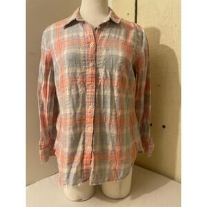 Talbot's Womens Medium Lightweight Cotton Flannel Plaid Button Down Shirt‎